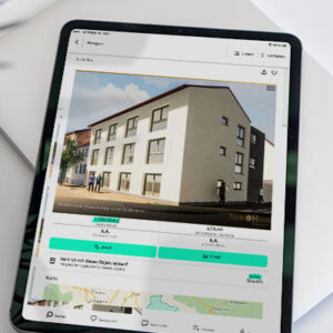 Tablet mit der Immobilienanzeige aus Hungen